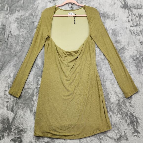 Princess Polly Dresses & Skirts - Princess Polly Dress Womens US 12 Green Long Bell Sleeve Square Neck Ribbed Knit